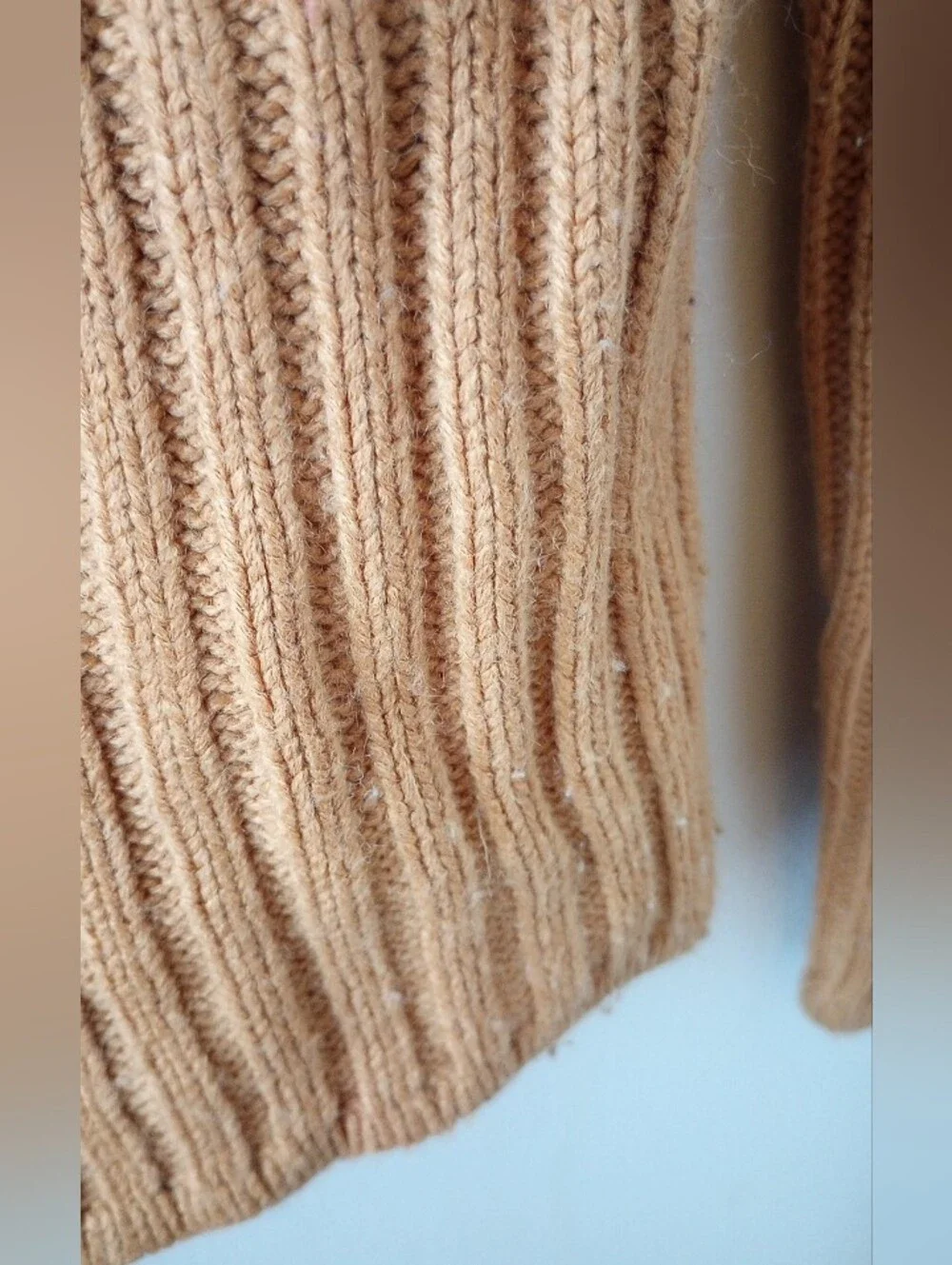 Cable Knit V-Neck Button-Front Sweater Cardigan - Mustard Small - Picture 4 of 5
